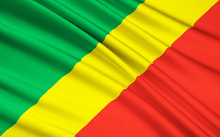 The national Flag of the Republic of the Congo Congo-Brazzavilleの写真素材