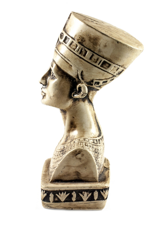 Famous bust of Queen Nefertiti isolated on whiteの写真素材