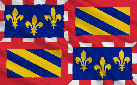 Flag of Burgundy - historical area and the region of east-central France. Administrative center - the city of Dijon. Burgundy comprises the following four departments: Cote-d'Or, Saone-et-Loire, Yonne and Nievre.の写真素材