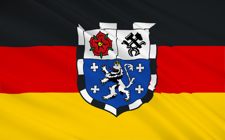 Flag of Saar - land of Germany, on the border with France and Luxembourg called on the river Saar. Capital - the city Saarbrucken.の写真素材