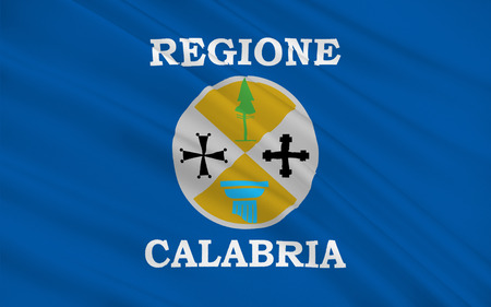 Flag of Calabria known in antiquity as Bruttium or formerly as Italia, is a region in Southern Italy, forming the toe of the Italian Peninsula.の写真素材