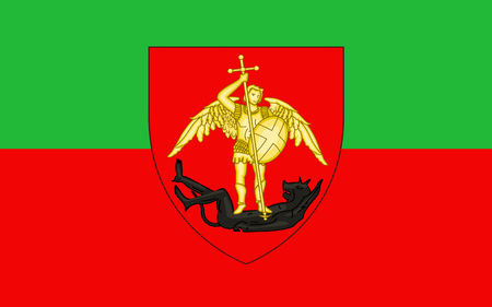 Flag of City of Brussels is the largest municipality of the Brussels-Capital Region, and the de jure capital of Belgiumの写真素材