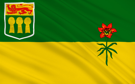 Flag of Saskatchewan is a prairie and boreal province in west-central Canadaの写真素材