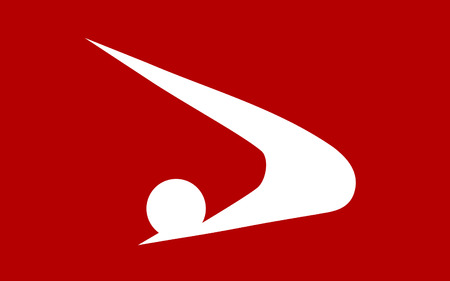 Flag of Akita Prefecture is a prefecture of Japan located in the Tohoku region of northern Honshu, the main island of Japan, 3D renderingの写真素材