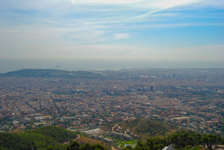 Panorama of the city of Barcelona from Mount Tibidaboの写真素材