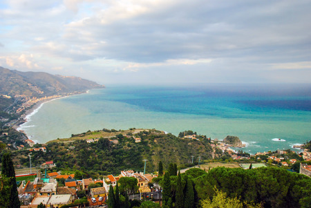 Landscape from village of Taormina, Sicily. Italyのeditorial素材