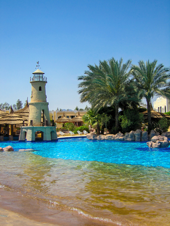 Sharm El Shaikh, Egypt - March 28, 2007: Swimming pool in Hotel Club El Faraanaのeditorial素材