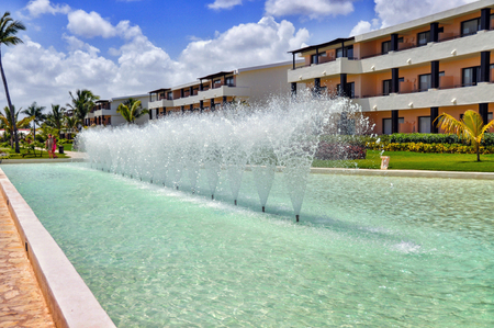 Punta Cana, Dominican Republic - March 20, 2010: Hotel Catalonia Royal Bavaro, Beach hotel resort swimming pool and fountainsのeditorial素材