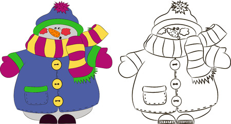 Snowman isolated on white background color and outline. Vector illustrationのイラスト素材
