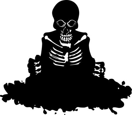 Skeleton get out of the grave. Black silhouette. Vector illustrationのイラスト素材