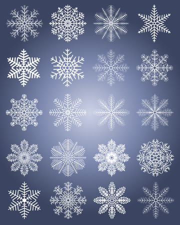 Set of snowflakes for christmas and happy new year greeting cards. Vector illustrationのイラスト素材