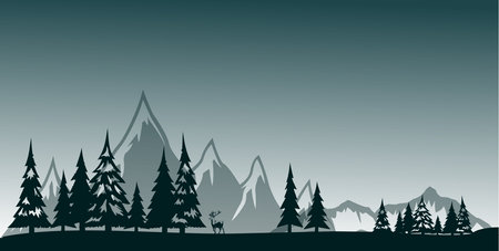wild background with mountains and trees vector designのイラスト素材
