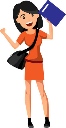 student girl with bag and file vectorのイラスト素材