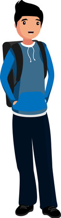 a college student with blue color clothes vector designのイラスト素材