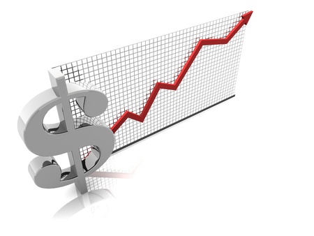 3D illustration render of U.S. Currency risingの写真素材