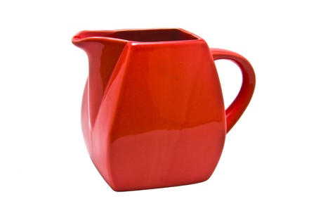 Red olive oil jug isolated on a white backgroundの写真素材