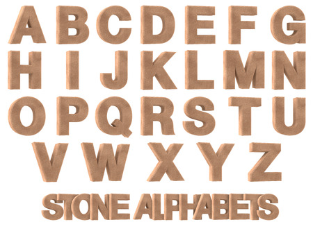 3d Render of Stone alphabets isolated on white backgroundの写真素材