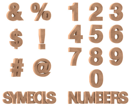 3d Render of Stone Numbers and Symbols isolated on white backgroundの写真素材