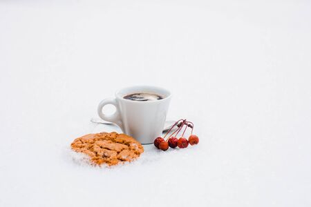 cup filled with coffee grains, breakfast cereal and coffeeの写真素材