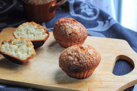 Sweet and tasty muffins with sugar crust