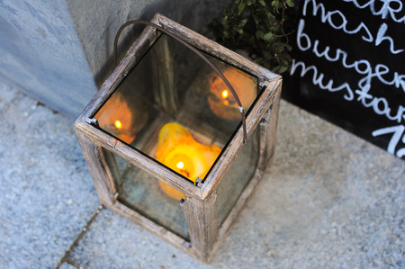 Lantern in Tallinn near cafeの写真素材