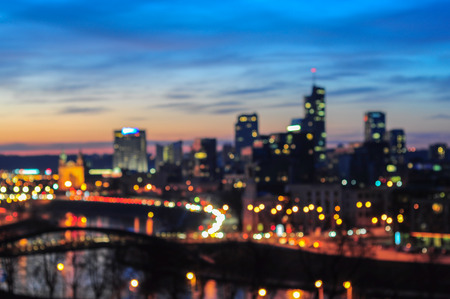 City lights at sunset, blurredの写真素材