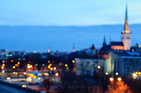 Blurred background with the center of Tallinn cityの写真素材