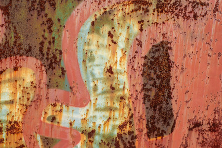 Old rustic iron wall with cracked paint