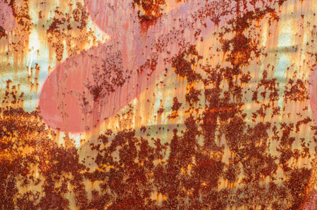 Old rustic iron wall with cracked paint
