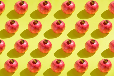 Pomegranate on yellow background