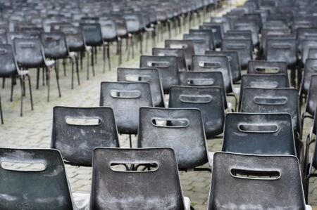 A lot of empty chairs on St. Peter's Square, Vaticanの写真素材