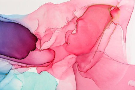Abstract alcohol ink fluid art background in pinkの写真素材