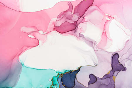 Abstract alcohol ink fluid art background in pinkの写真素材