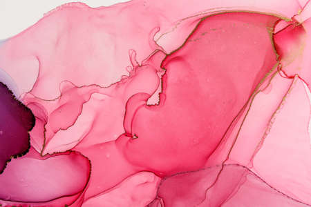 Abstract alcohol ink fluid art background in pinkの写真素材