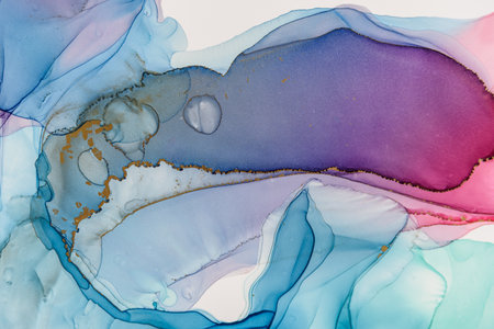 Abstract alcohol ink fluid art background in purpleの写真素材