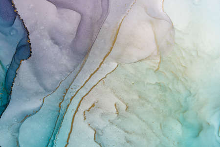 Abstract alcohol ink fluid art background in purpleの写真素材