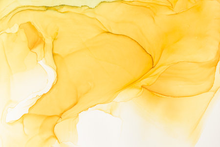 Abstract alcohol ink fluid art background. Yellow colorの写真素材