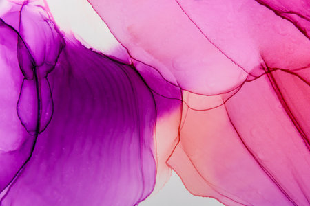Abstract alcohol ink fluid art background. Pink and purple colorの写真素材