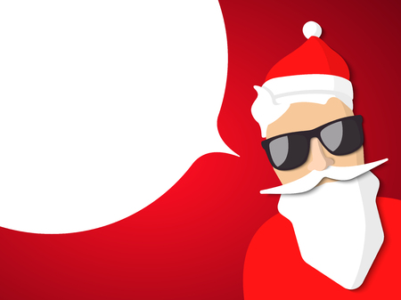 Hipster Santa Claus with cool beard and glasses. Merry Christmas card design.のイラスト素材
