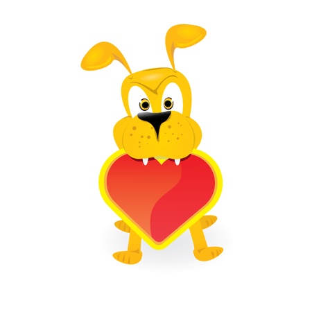 cute cartoon dog holding heart  のイラスト素材