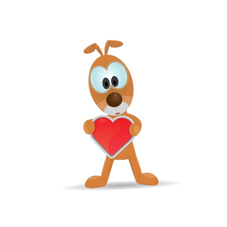 cute cartoon dog holding heart  のイラスト素材