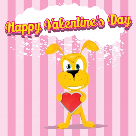 cute cartoon dog holding heart のイラスト素材