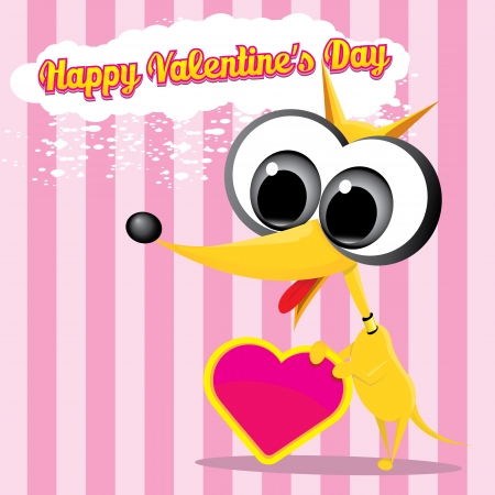  cute cartoon dog holding heart のイラスト素材