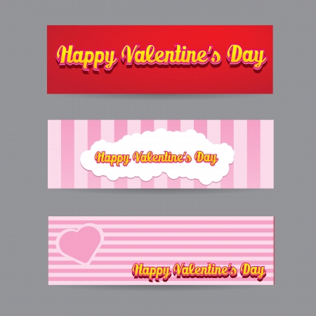 Happy valentines day banner setのイラスト素材