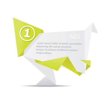 Abstract white and green paper origami background のイラスト素材