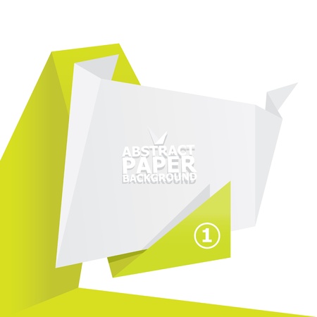 Abstract white and green paper origami background の写真素材