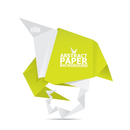 Abstract white and green paper origami background のイラスト素材