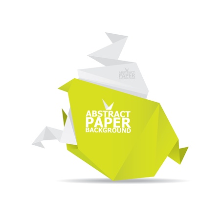 Abstract white and green paper origami background のイラスト素材