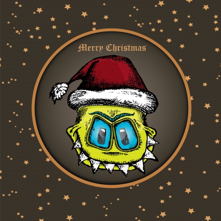 doodle style monster. merry christmas creative cardのイラスト素材