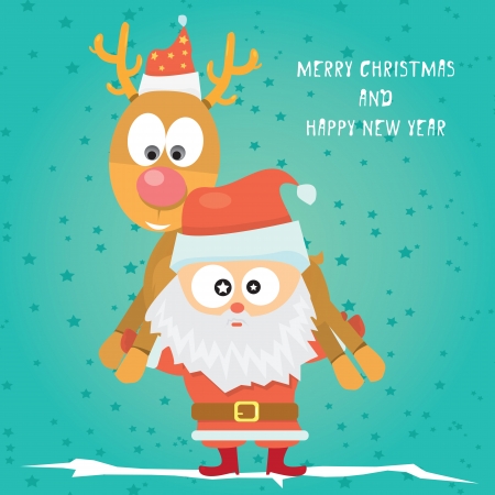 Vector comic cartoon merry christmas greeting cardのイラスト素材